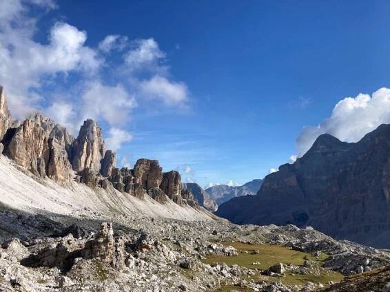 Rock mountains on alta via 1 dolomites