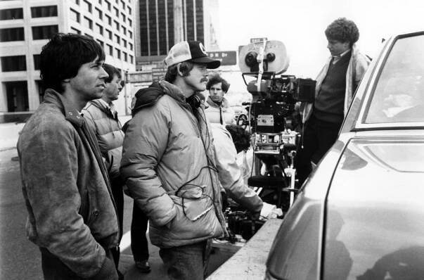 SPLASH, Producer Brian Grazer, Director Ron Howard on set, 1984. (c) Touchstone Pictures.