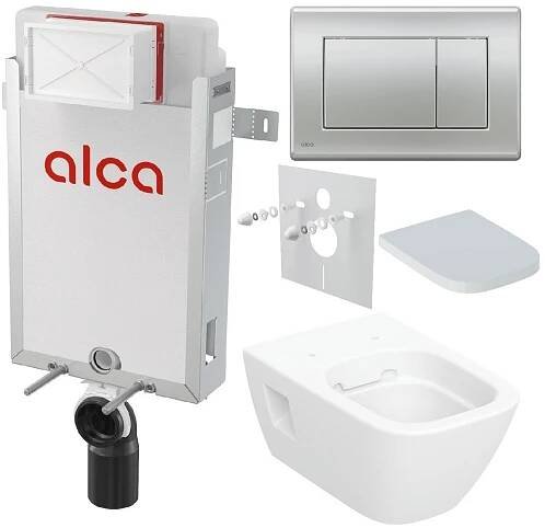 Alcadrain Set modulu k zazdění, Geberit WC, sedátka a tlačítka M272, chrom mat KAE102