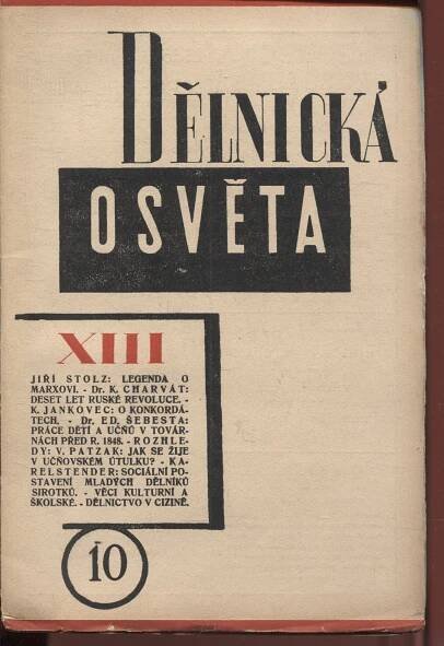Dělnická osvěta, ročník XIII, číslo 10/1927 (časopis, levicová literatura, 1. republika) - Antikvariát Valentinská