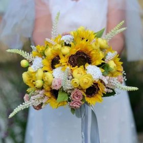 Svatební kytice umělá slunečnice