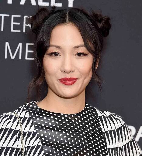 Constance Wu dark brown space buns