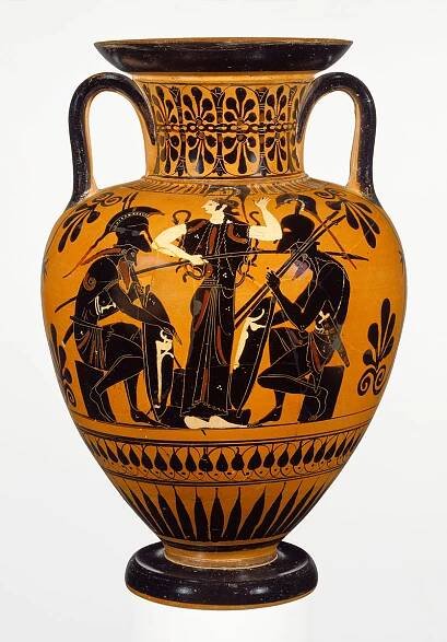 Achilles and Ajax playing a board game. Los Angeles, John Paul Getty Museum, Getty Villa in Malibu