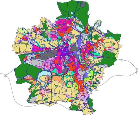 Územní plán města Plzně 1995, celkový plán, archiv Ireny Králové