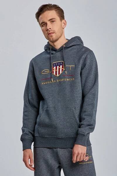 MIKINA GANT ARCHIVE SHIELD HOODIE ANTRACIT MELANGE