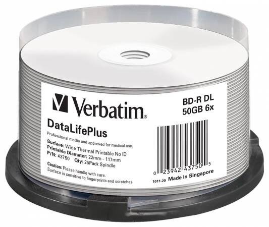BDXL 100GB 4x Wide White Thermal Printable 25 Pack Spindle ‑ No ID Brand