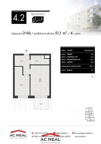 Prodej bytu 2+kk, 51,1 m2 - Brno (4.2), obrázek č.6