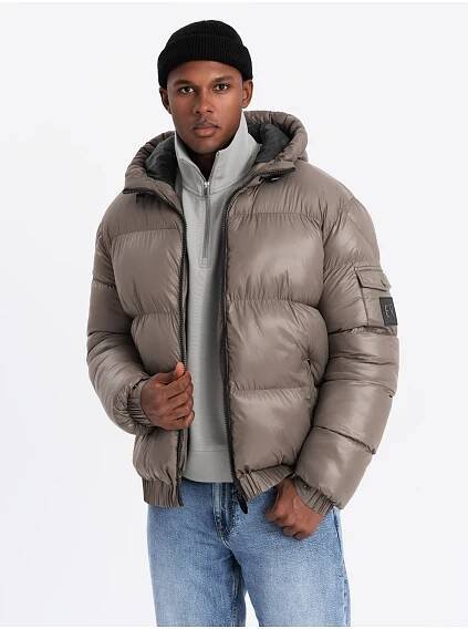 Ombre Clothing Pánská teplá bunda s žebrovanými lemy Ombre Clothing