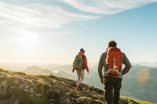 Couple hiking in the mountains