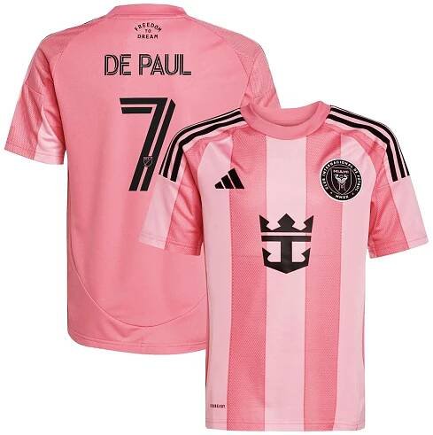 Rodrigo De Paul Inter Miami CF adidas Youth 2025 Euforia Replica Player Jersey - Light Pink