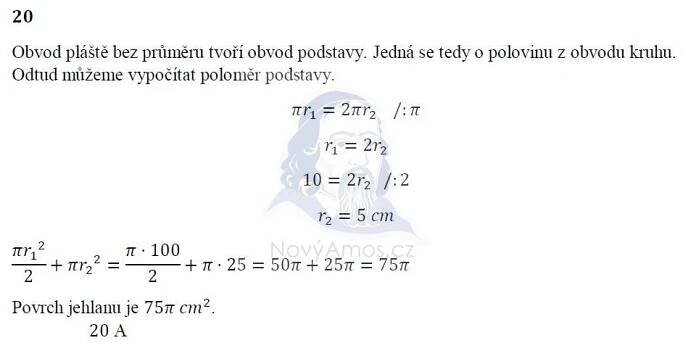 Didaktický test z matematiky - jaro 2019 - řešení úlohy 20