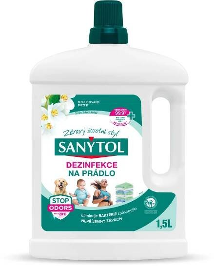 SANYTOL dezinfekce na prádlo s vůní bílých květů 1,5 l (33 praní)