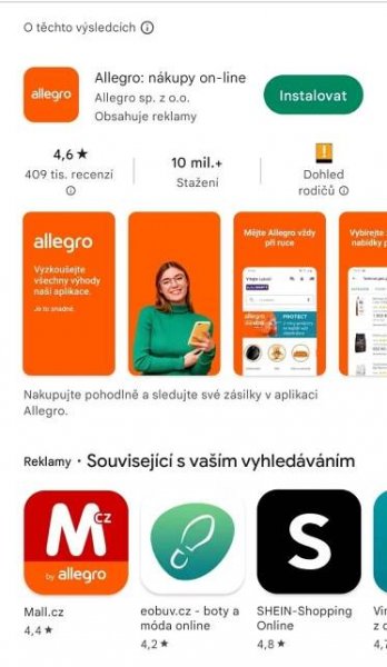 Mobilní aplikace Allegro.cz