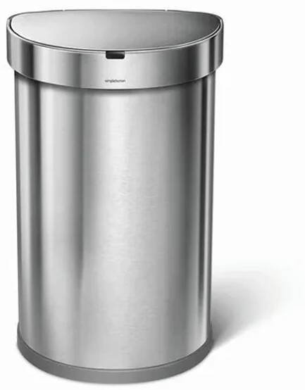 Bezdotykový odpadkový koš Simplehuman - 45 l, půlkulatý, matná ocel, FPP