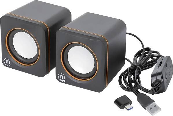Manhattan PC reproduktory USB černá, oranžová
