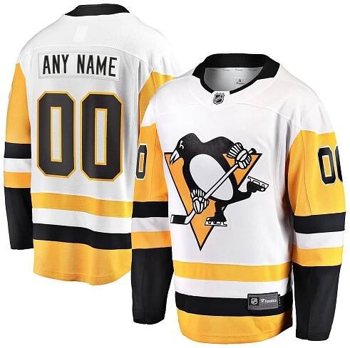 Men's Pittsburgh Penguins Fanatics White Away Breakaway Custom Jersey
