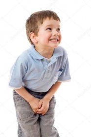 Stáhnout - Malý chlapec potřebuje čurat, izolované na bílém — Stock obrázek