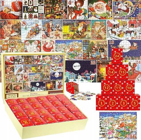 Adventní kalendář Puzzle Na Vánoce 1000 dílků Obrázky Koláž