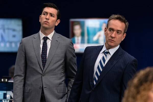 Nicholas Braun and Matthew Macfadyen in Succession Season 4