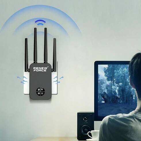 Zesilovač signálu Wi-Fi repeater 1200Mbps 5GHz 2.4GHz 4 antény VÝKONNÝ EAN (GTIN) 5905370227062