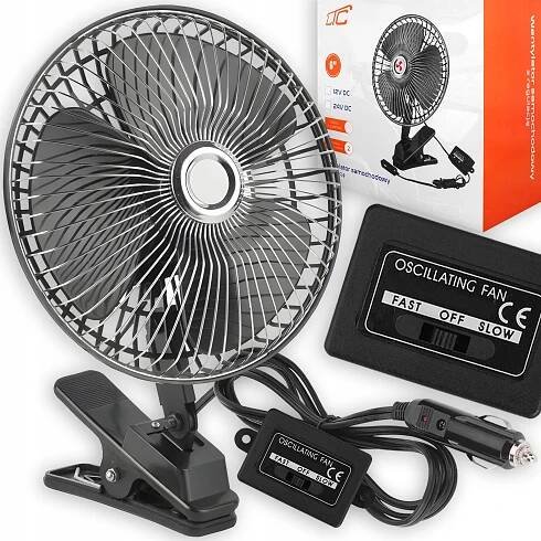 VELKÝ VENTILÁTOR DO AUTA, OTOČNÝ, NASTAVITELNÁ OSCILACE 12V