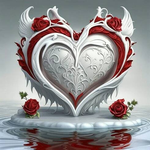 Heart with Wings and Roses