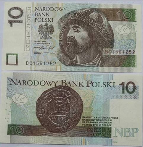 10 PLN zlatá série BC nebo BE nebo CE - 2016 - UNC
