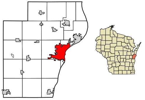 Location of Manitowoc in Manitowoc County, Wisconsin