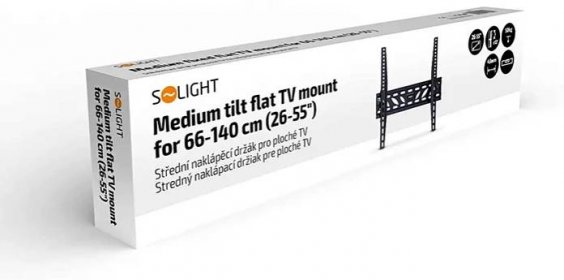 Solight střední naklápěcí držák pro ploché TV, 66cm - 140cm (26'' - 55''), 1MN20