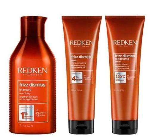 Redken Frizz Dismiss Set (Shampoo 300ml, Mask 250ml, Heat Protective Leave-In Cream 250ml)