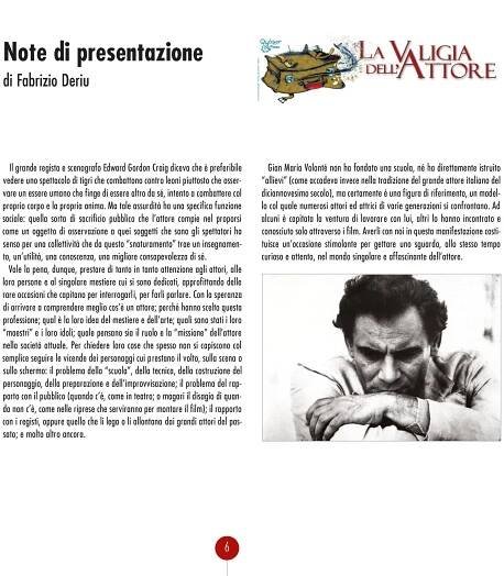 Catalogs | La Valigia dell'Attore - Festival in La Maddalena, Sardinia. Dedicated to Gian Maria Volonté