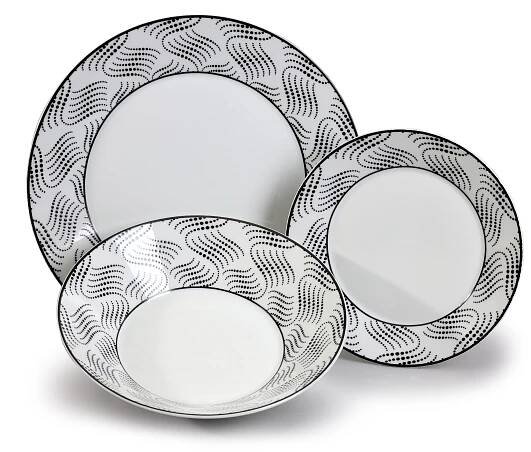 Tom, sada talířů, český porcelán, vlnky, Thun, 18 d. - Porcelánový svět