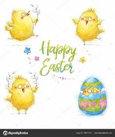 Šťastné Velikonoce Přání Roztomilý Kuřecí Textem Stylových Barvách Zvíře Komické Stock Ilustrace od ©Lucky2084#186677778