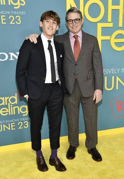 James Wilkie Broderick, left, and Matthew Broderick attend the premiere for "No Hard Feelings" at AMC Lincoln Square.