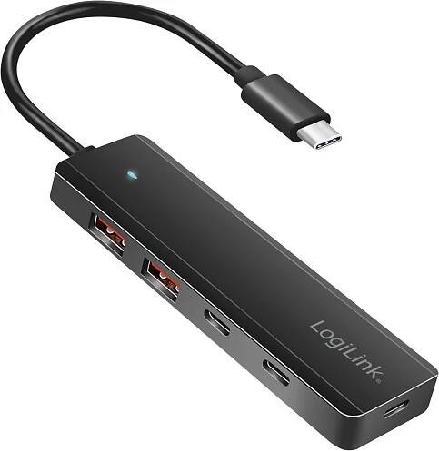 USB hub LogiLink USB HUB Ultra-tenký rozbočovač USB-C 4v1 2xUSB-A 2xUSB-C