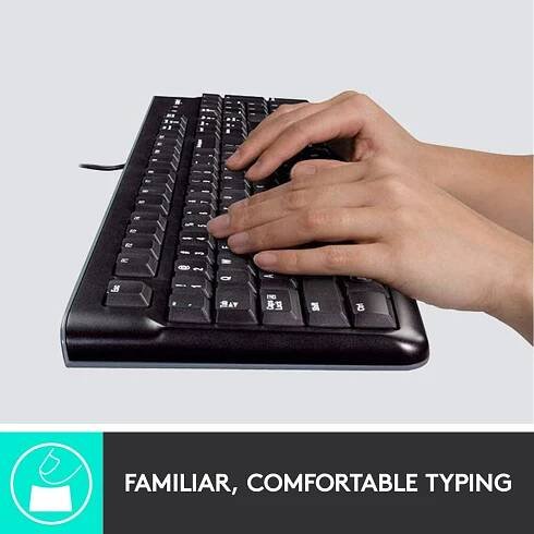 Logitech MK120 Desktop USB sada klávesnice a myše odolné proti stříkající vodě německá, QWERTZ černá