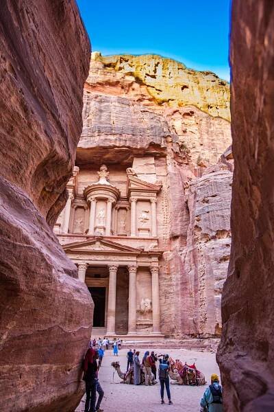 The Petra Treasury as seen from the Siq