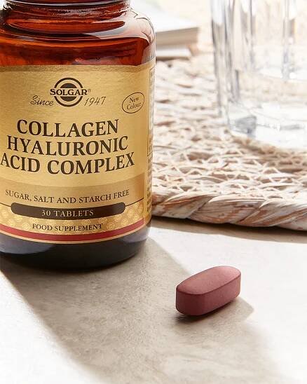Solgar Collagen Hyaluronic Acid Complex tablety pro krásné vlasy, pleť a nehty