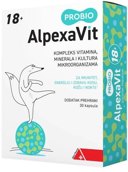 Alpen Pharma, Alpexavit Probio 18+, 30 kapsúl, vitamíny, minerály a kultúry mikroorganizmov
