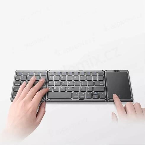 Bluetooth klávesnice + touchpad pro Apple iPhone / iPad - skládací - plastová - šedá