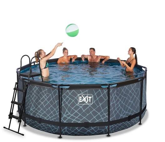 EXIT POOL STONE 360X122 360/122 cm  - Grau, KONVENTIONELL, Metall (360/122cm) - EXIT Toys