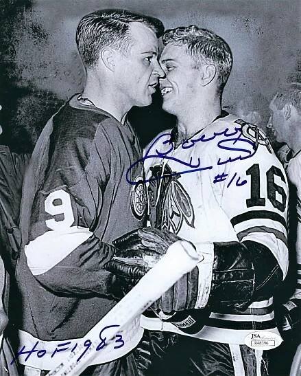 Bobby Hull Autographed Chicago Blackhawks 8x10 Photo with Gordie Howe