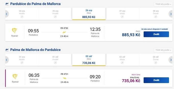 Z Pardubic na MALLORCU - Honzovy letenky
