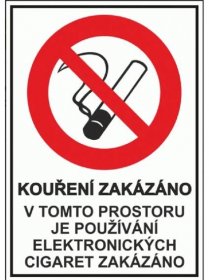 B.t. samolepka KOUŘENÍ ZAKÁZÁNO pro elektronické cigarety A5 - Zákazové | PROTEC plus - vše pro firmy - montérky, drogerie