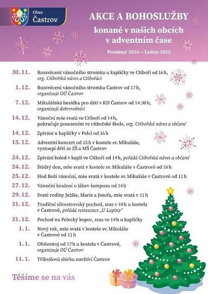Adventní akce a bohoslužby u nás – Obec Častrov