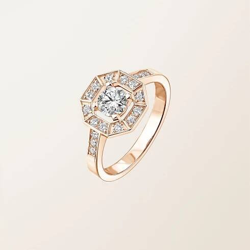 Ring Rose gold Diamond Art Déco Rond 5 mm 2