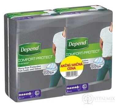 DEPEND NORMAL L/XL pro muže DUOPACK natahovací kalhotky 2x9 ks, 1x1 set