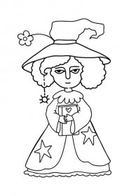 Omalovánka Malá čarodějnice s knihou - Omalovánky pro děti