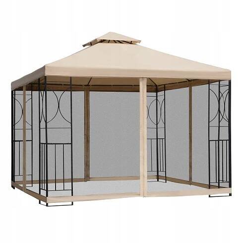 Outsunny zahradní altán pavilon stan párty 3x3 m 4 stěny béžový