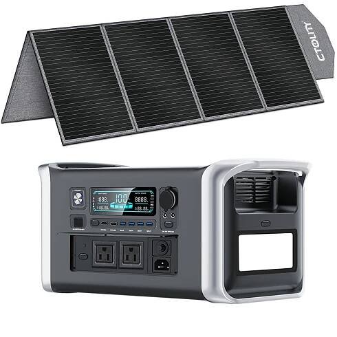 Portable Power Station 1600W * with */200W/100W Solar Panel Kit, * 1024Wh LiFePO4 Battery, 110V AC Pure Sine Wave Outlet Solar Generator P